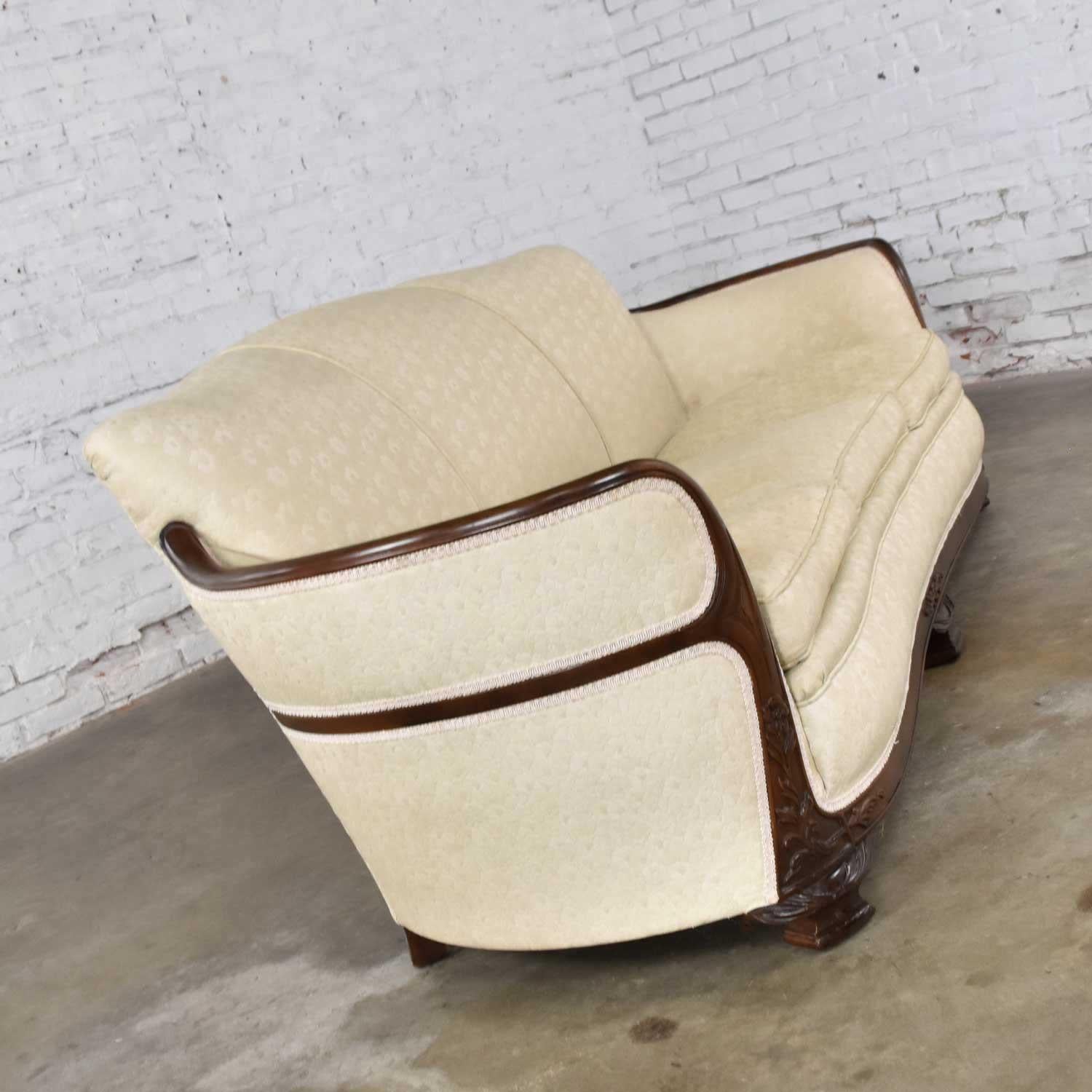 20th Century Vintage Art Deco or Art Nouveau Sofa with Walnut Frame & Trim from Vargas Furn.