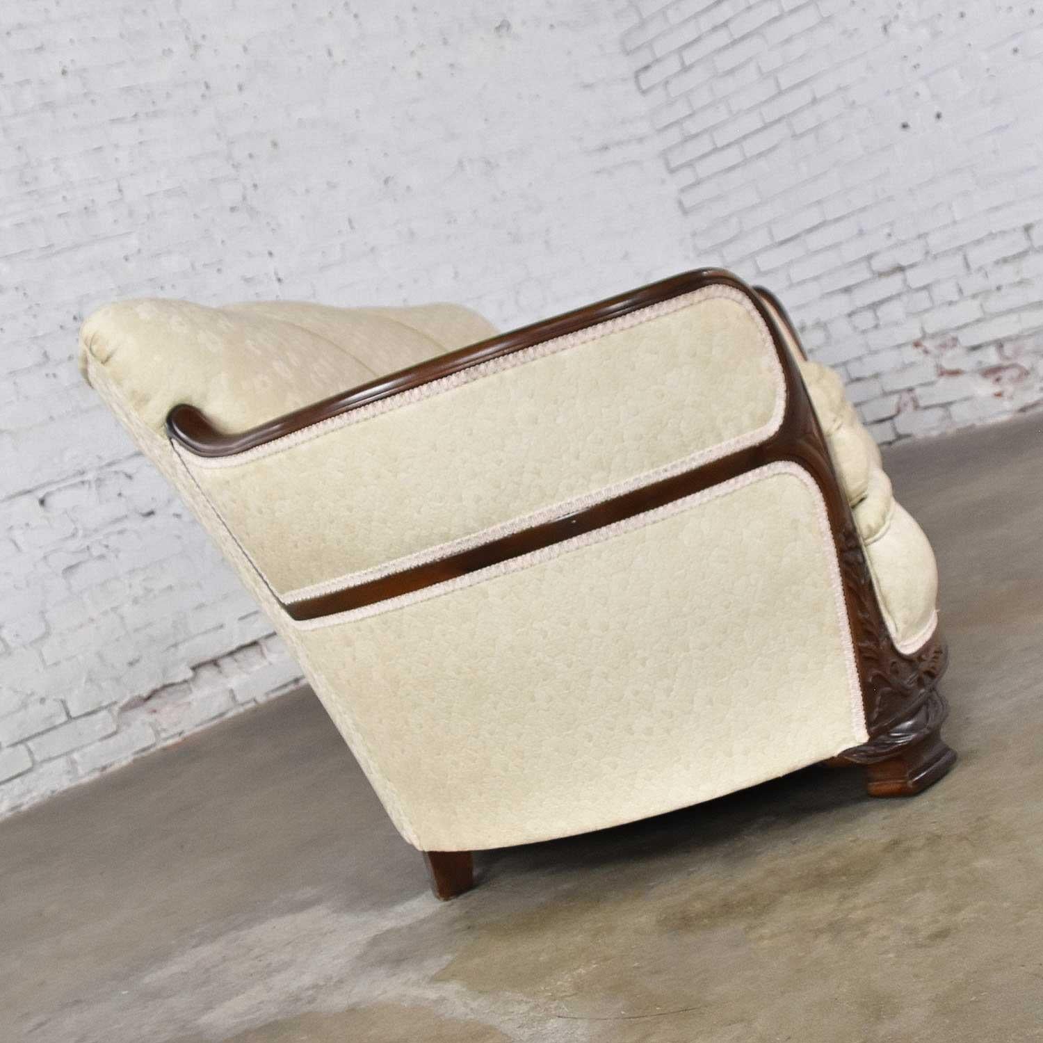 Fabric Vintage Art Deco or Art Nouveau Sofa with Walnut Frame & Trim from Vargas Furn.