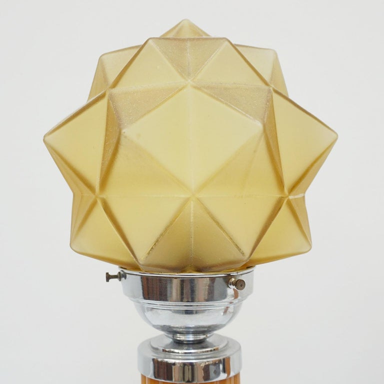 Vintage Art Deco Orange Bakelite and Chromed Metal Table Lamps For Sale