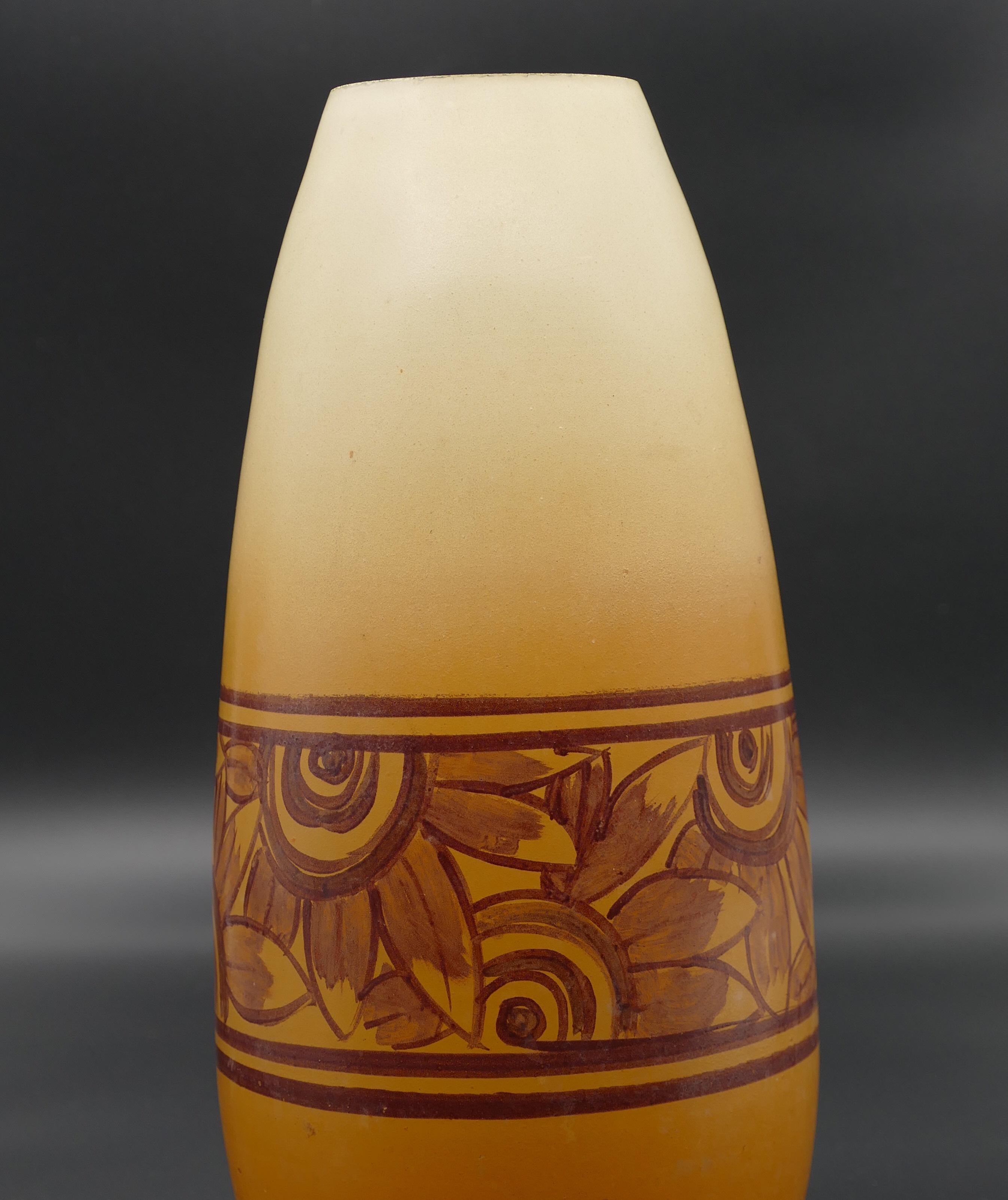 Orangefarbene Vase im Art déco-Stil:: Frankreich:: 1920-1930 im Zustand „Gut“ im Angebot in Roma, IT