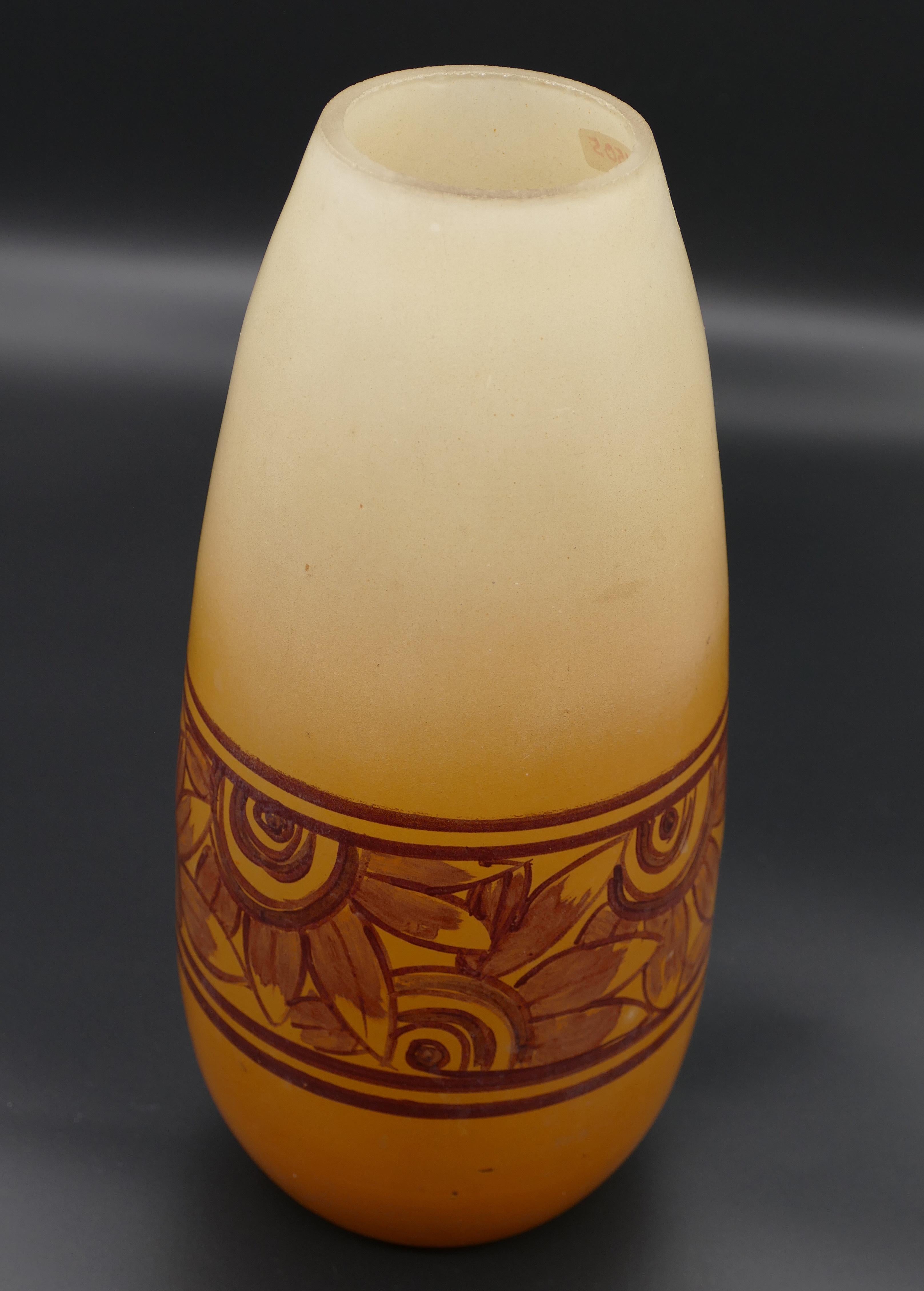 Early 20th Century Vintage Art Deco Orange Vase, France, 1920-1930