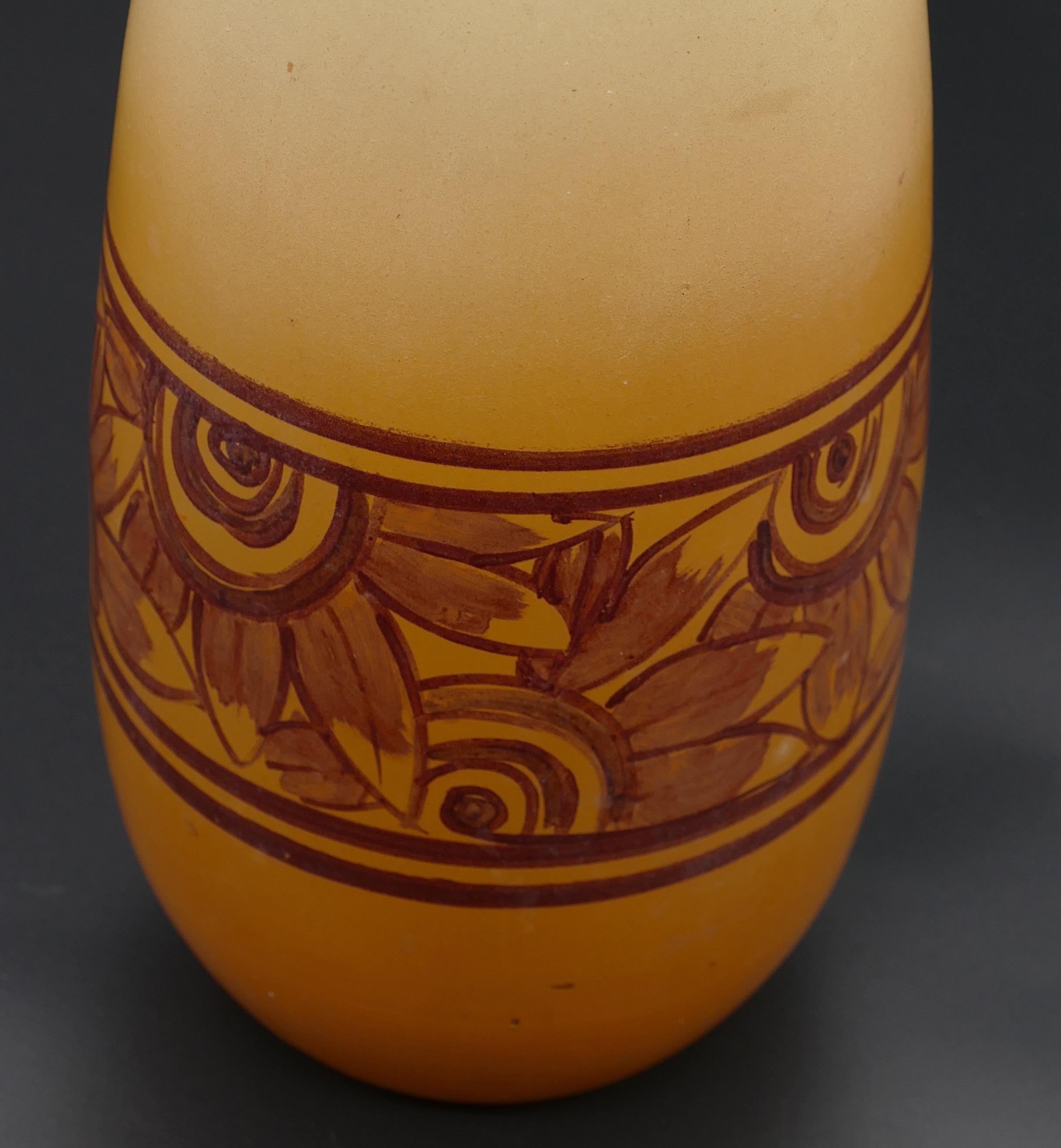 Glass Vintage Art Deco Orange Vase, France, 1920-1930