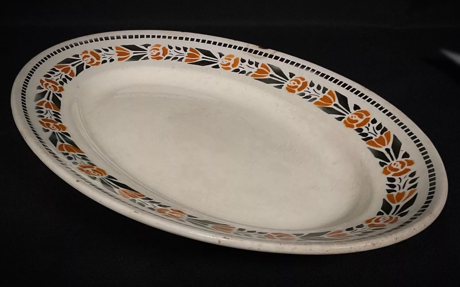 Ceramic Vintage Art Deco Oval Platter by Badonviller, 
