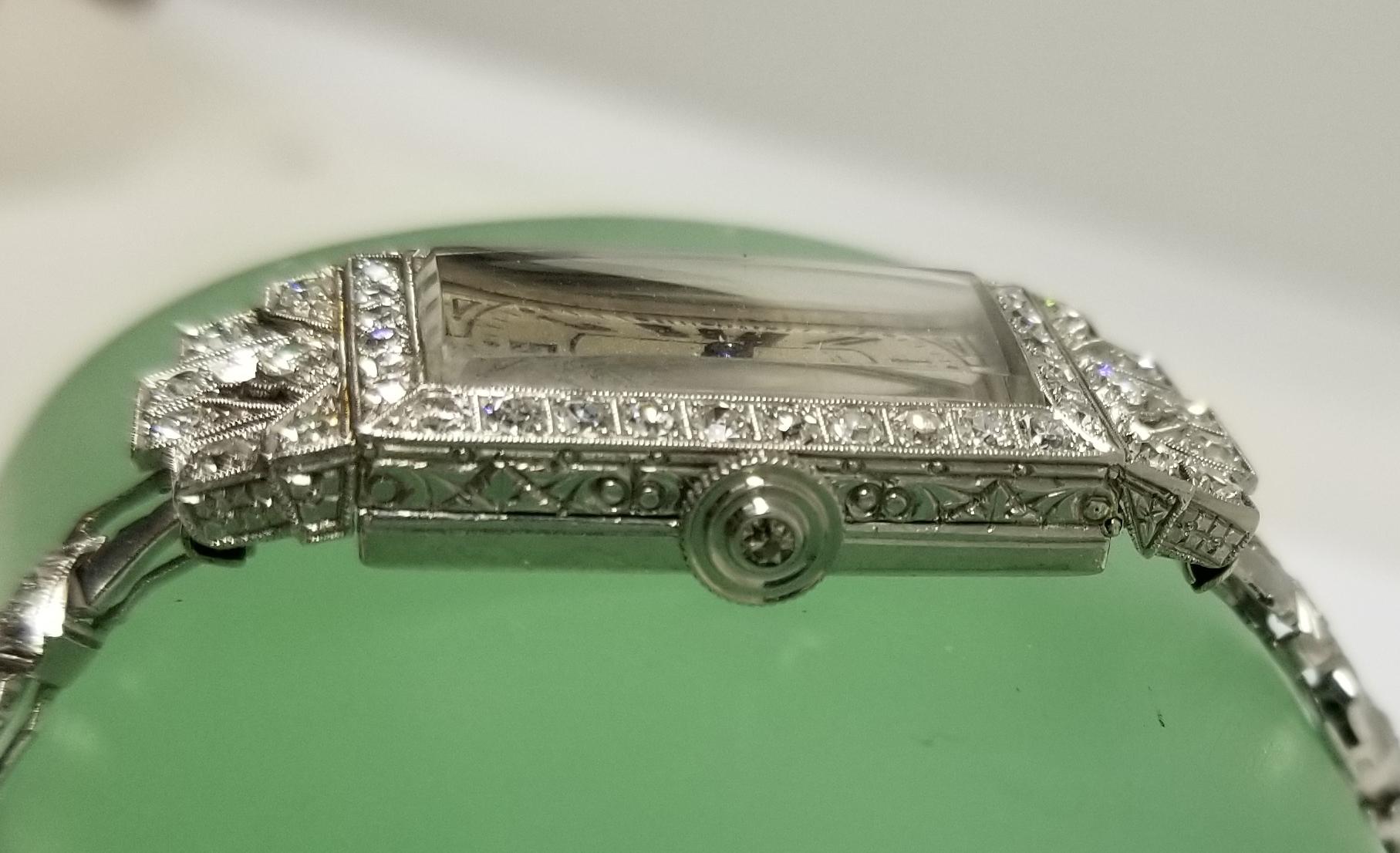 Women's Vintage Art Deco Palladium Diamond Watch