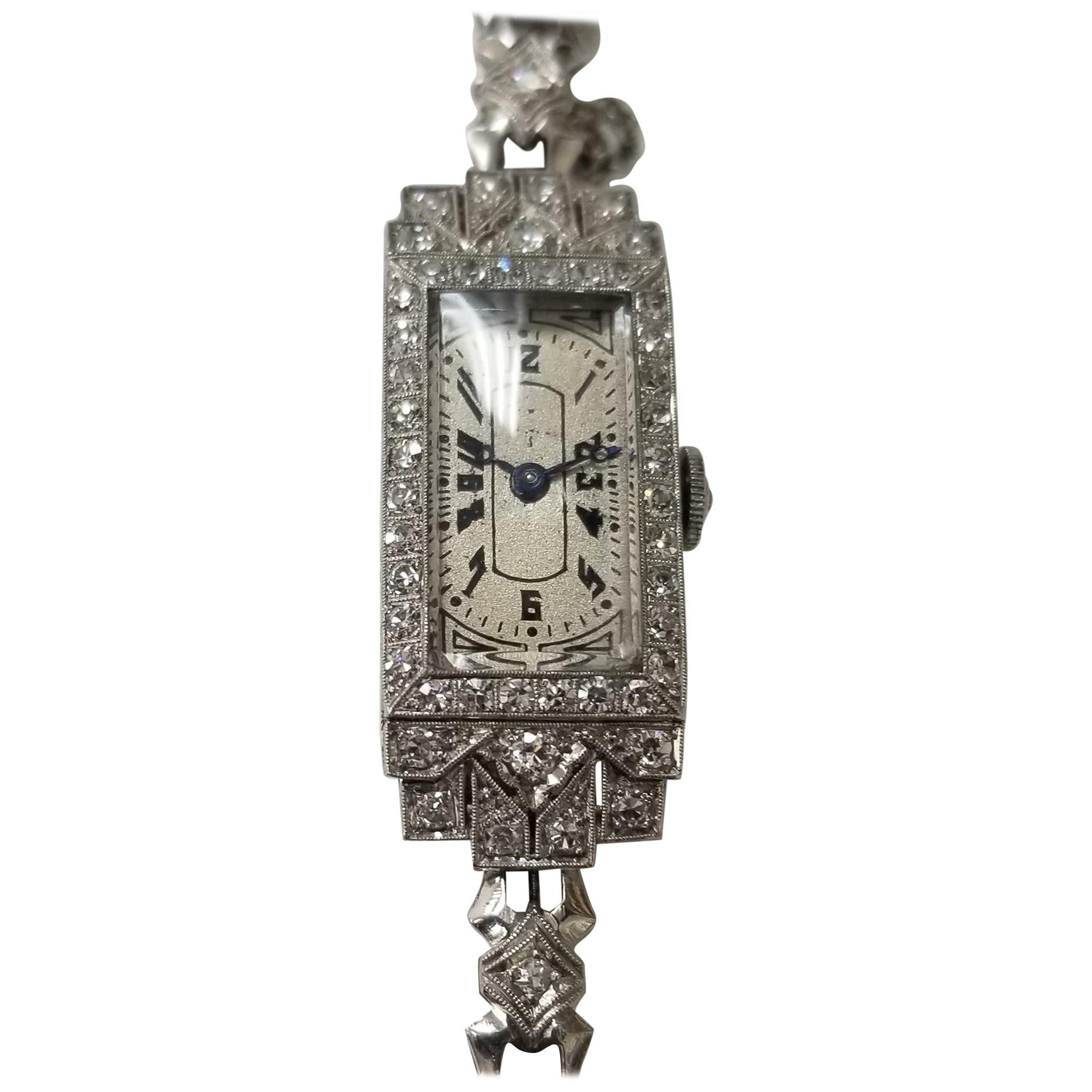 Vintage Art Deco Palladium Diamond Watch