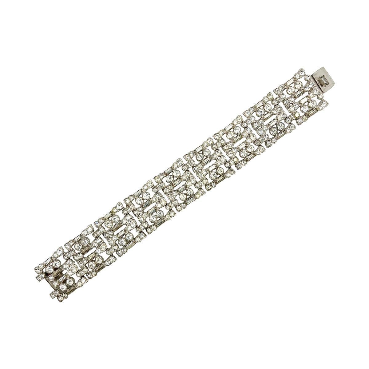 Vintage Art Deco Paste Cocktail Bracelet 1930s In Good Condition For Sale In Wilmslow, GB
