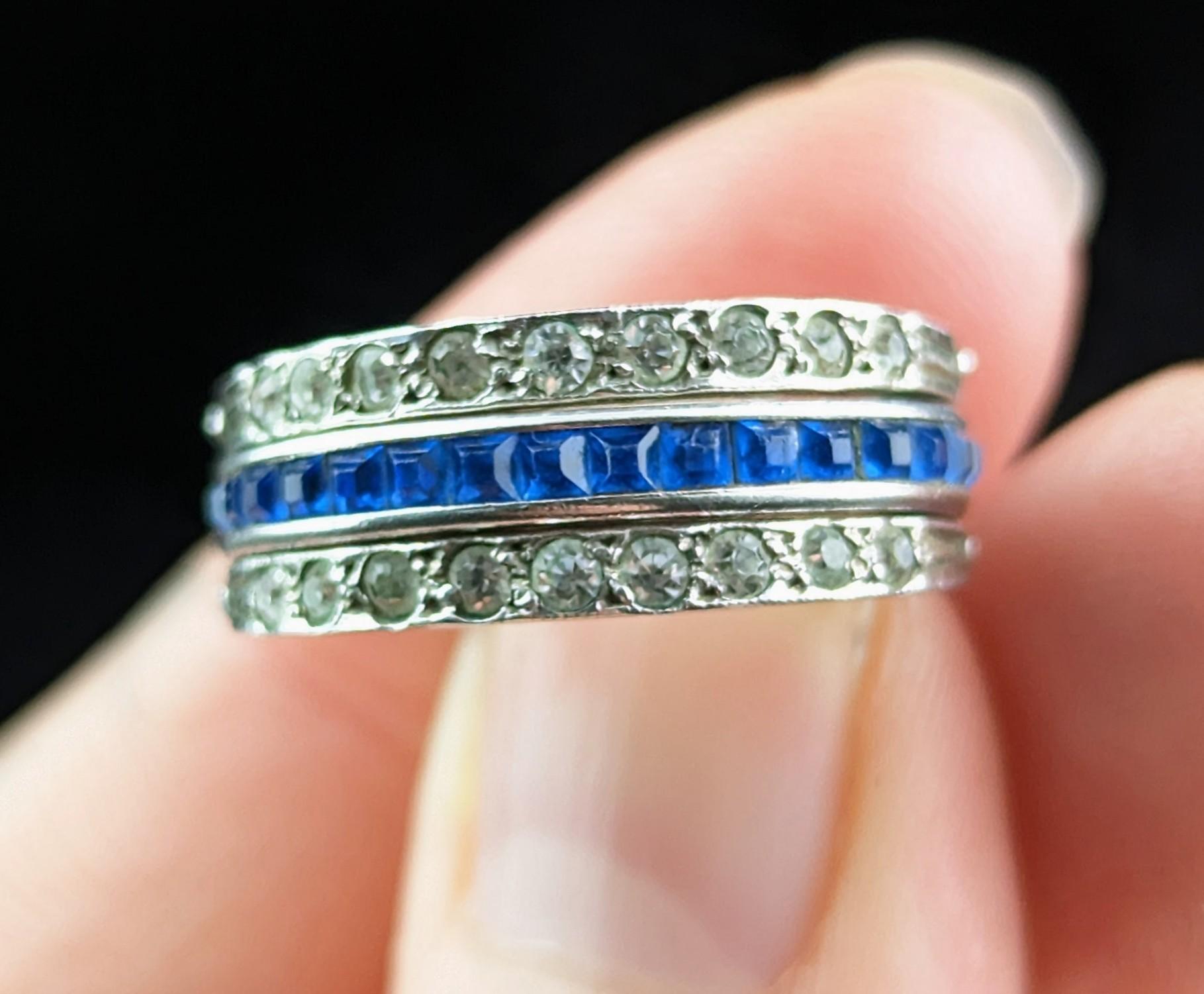 Vintage Art Deco Paste Eternity Ring, Day to Night, Flippable For Sale 3