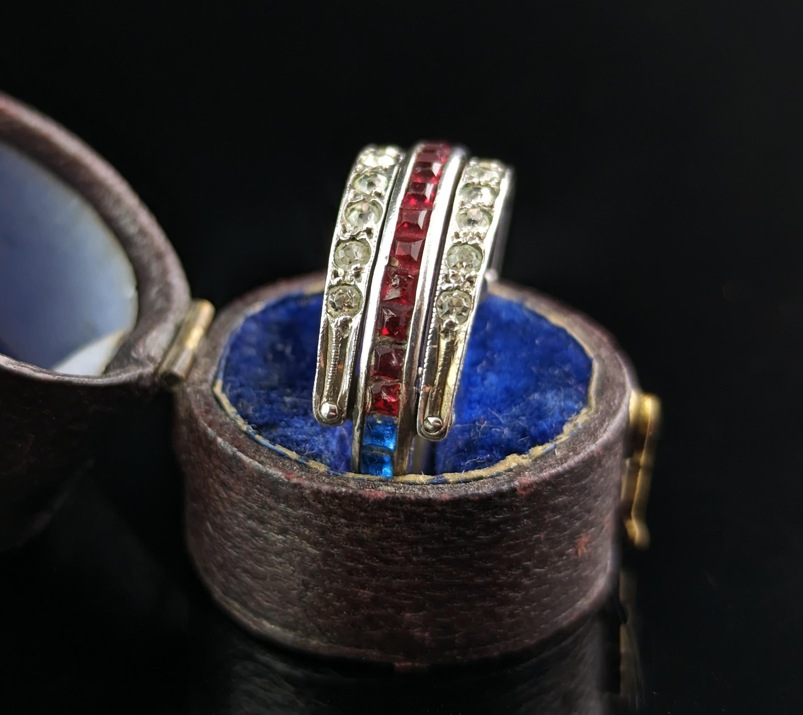 Vintage Art Deco Paste Eternity Ring, Day to Night, Flippable For Sale 4