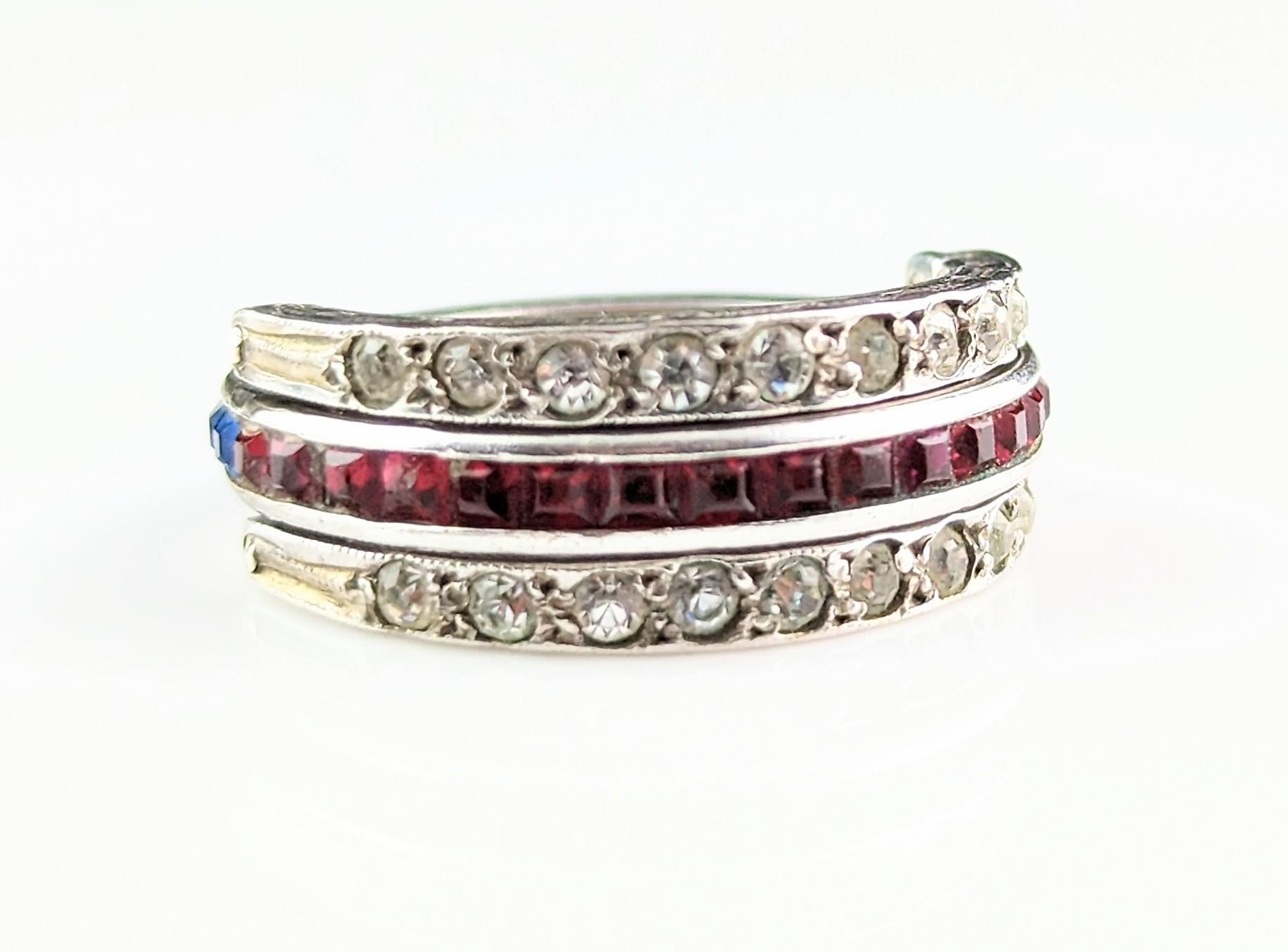 Vintage Art Deco Paste Eternity Ring, Day to Night, Flippable For Sale 9