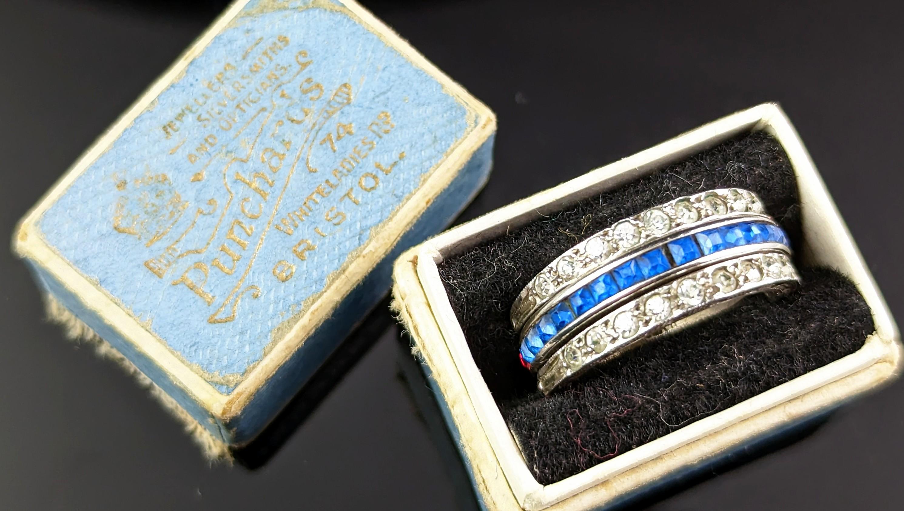 This rare vintage Art Deco day to night paste ring is simply enchanting!

These rings are hard to find and so versatile and popular they don't hang around for long, often found with diamond, sapphire and ruby this is a paste stone version in