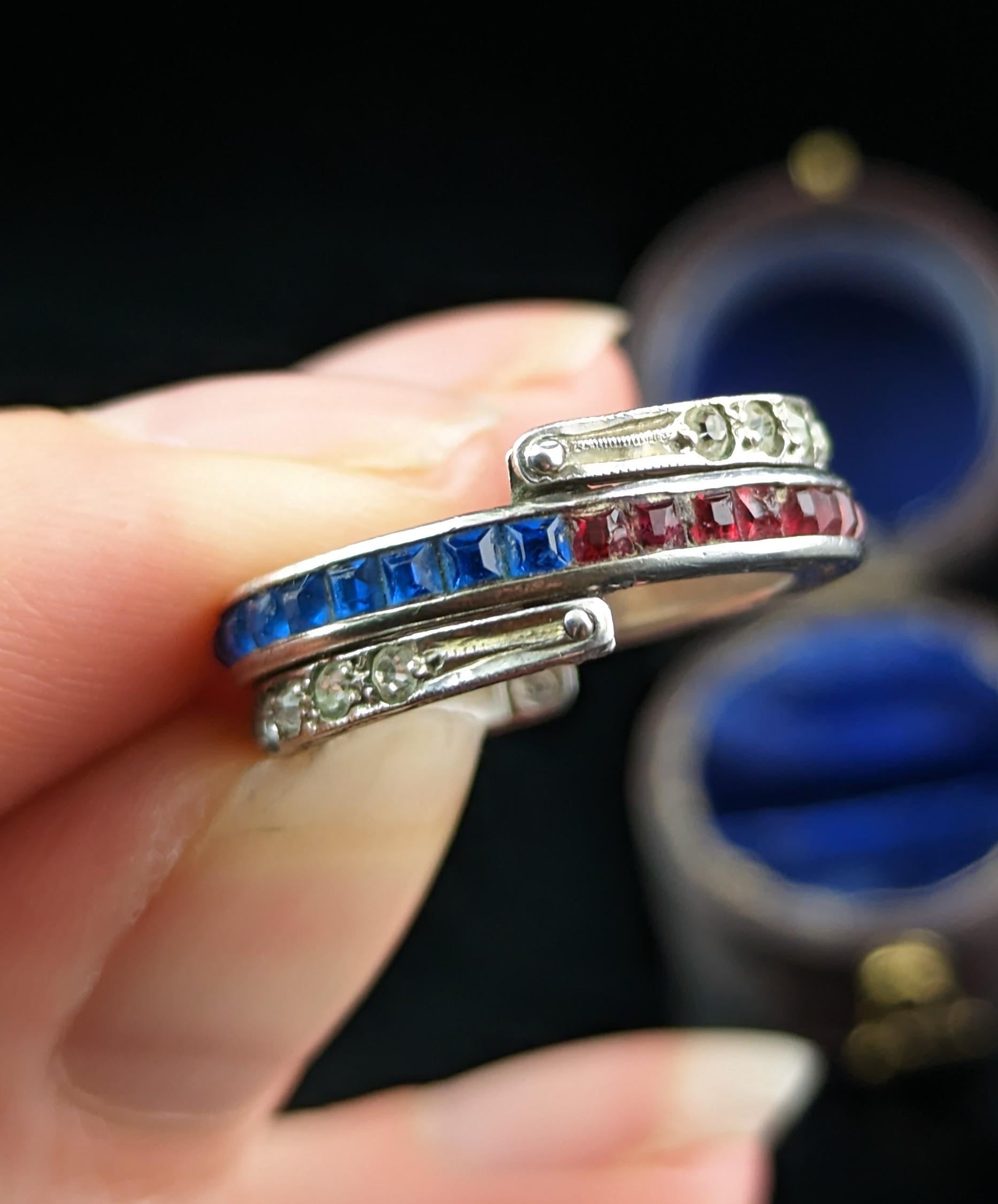 Vintage Art Deco Paste Eternity Ring, Day to Night, Flippable In Good Condition For Sale In NEWARK, GB