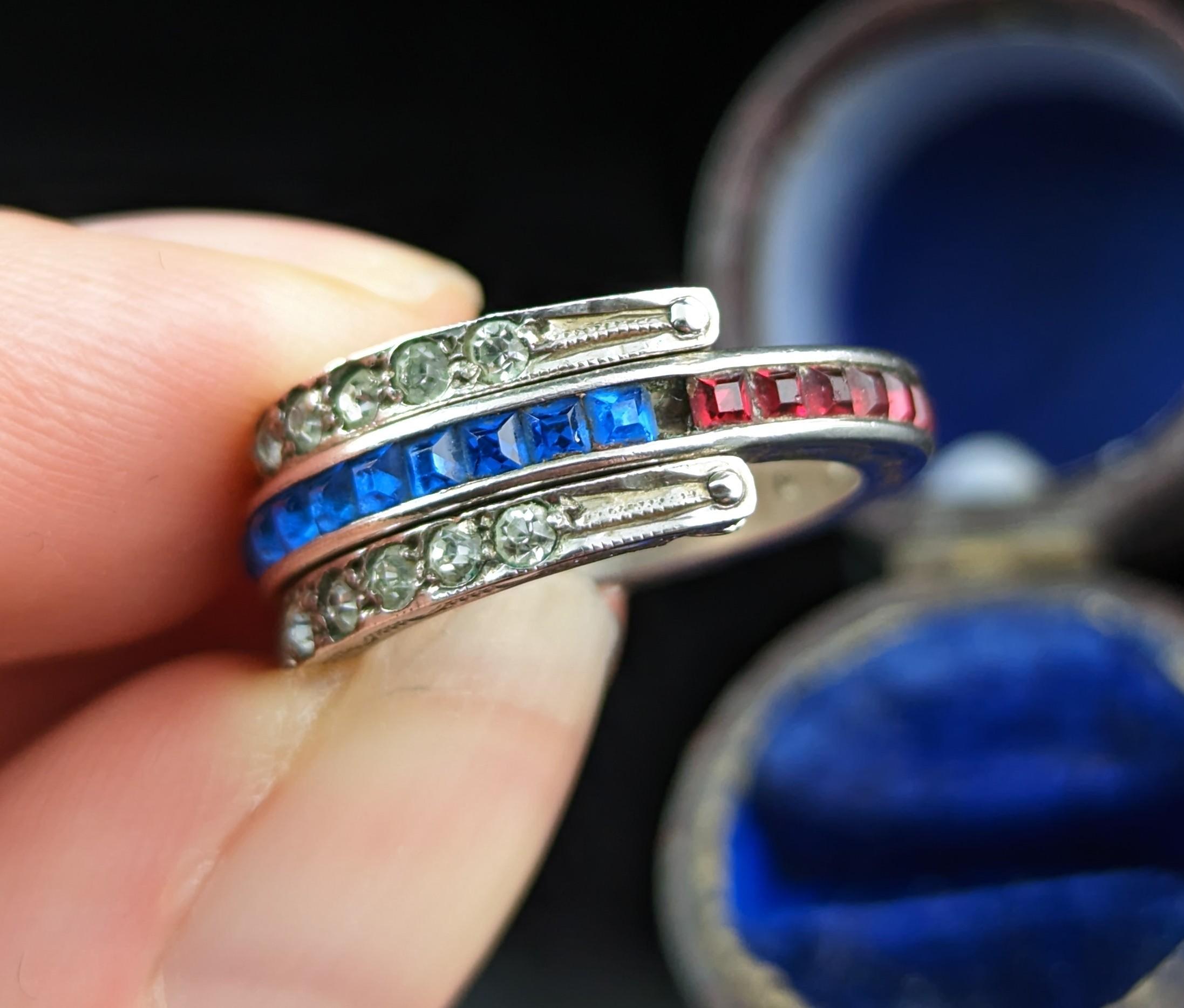 Vintage Art Deco Paste Eternity Ring, Day to Night, Flippable For Sale 2
