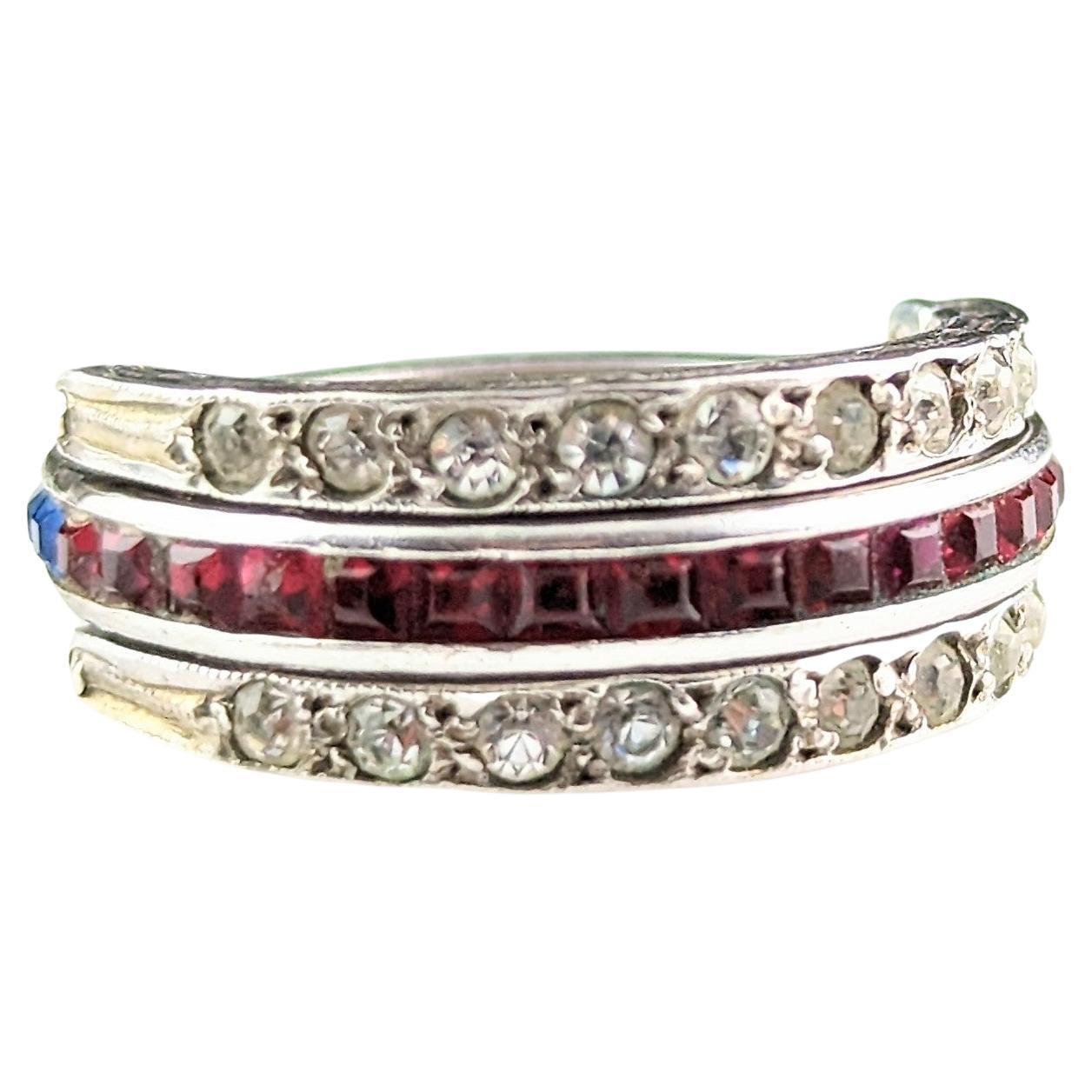 Vintage Art Deco Paste Eternity Ring, Day to Night, Flippable For Sale