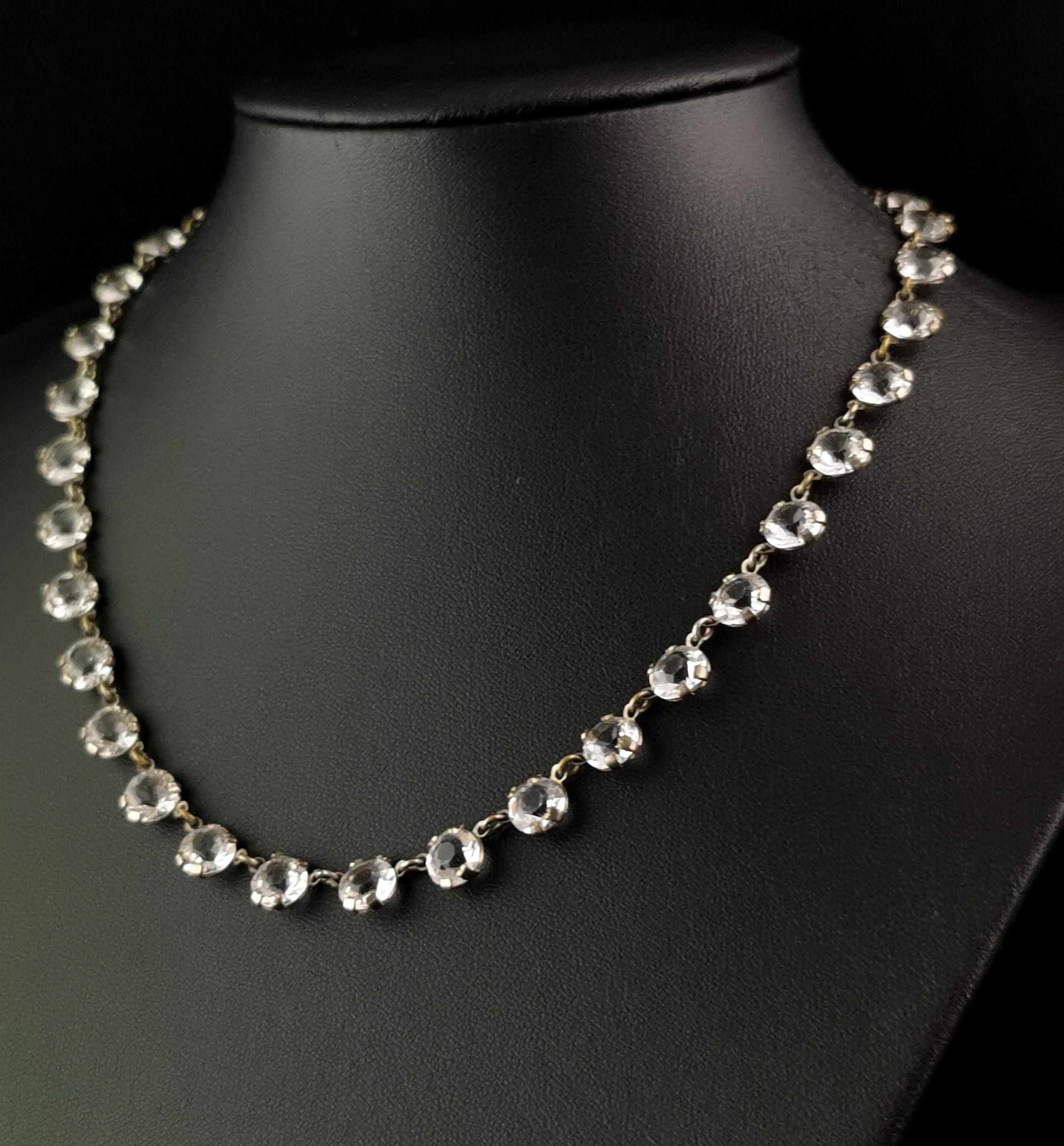 Vintage Art Deco paste riviere necklace, silver plated  In Good Condition In NEWARK, GB