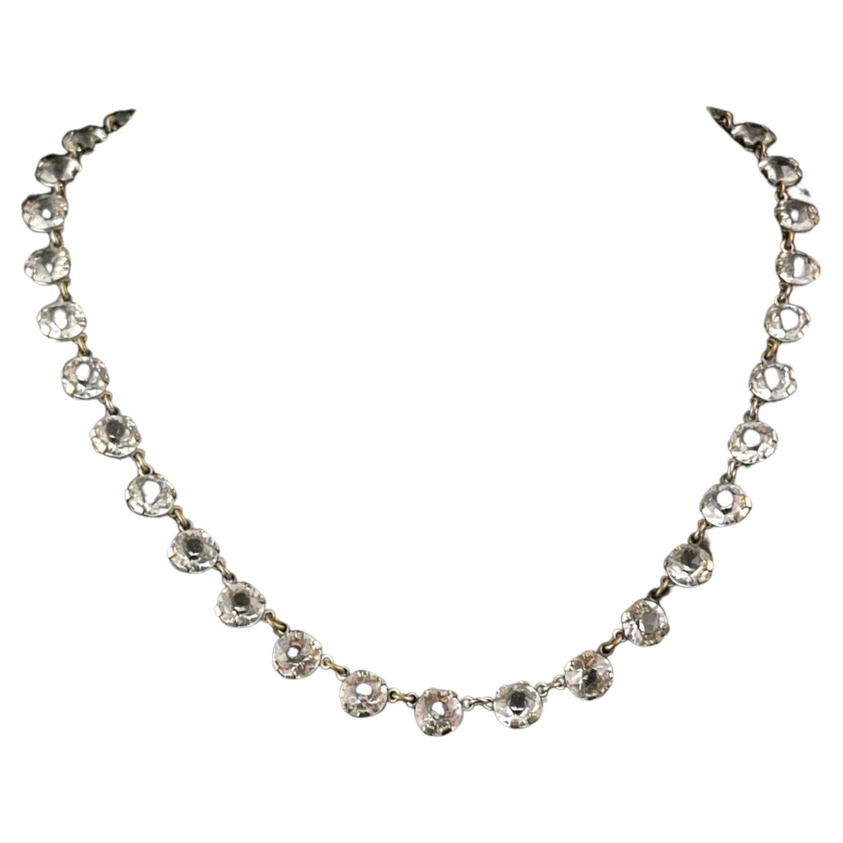 Vintage Art Deco paste riviere necklace, silver plated