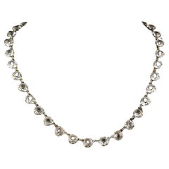 Vintage Art Deco paste riviere necklace, silver plated 