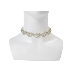 Vintage Art Deco Pave Choker Necklace with Pear & Baguette Stones