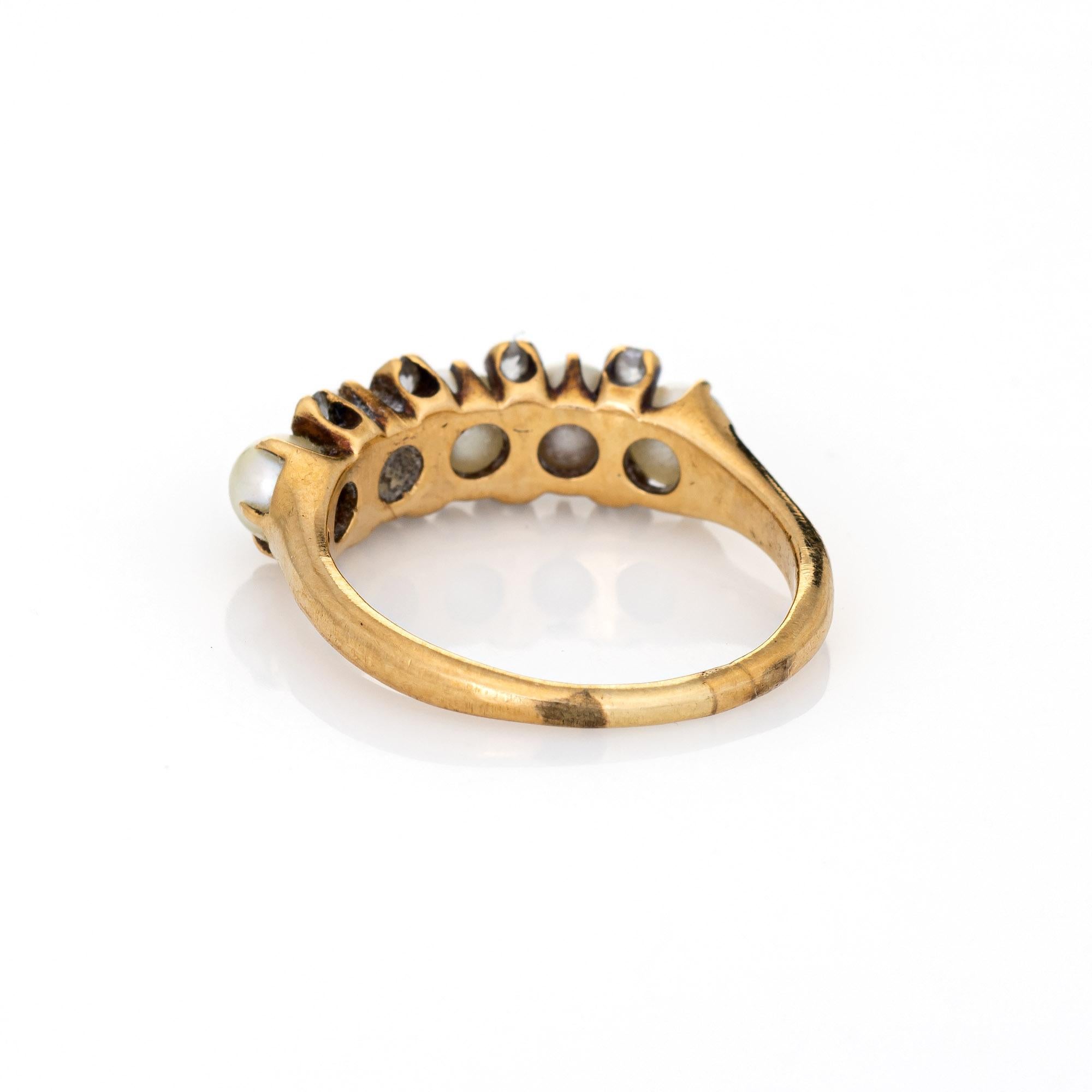 Women's Vintage Art Deco Pearl Diamond Ring 14k Yellow Gold Schumann Sons Band