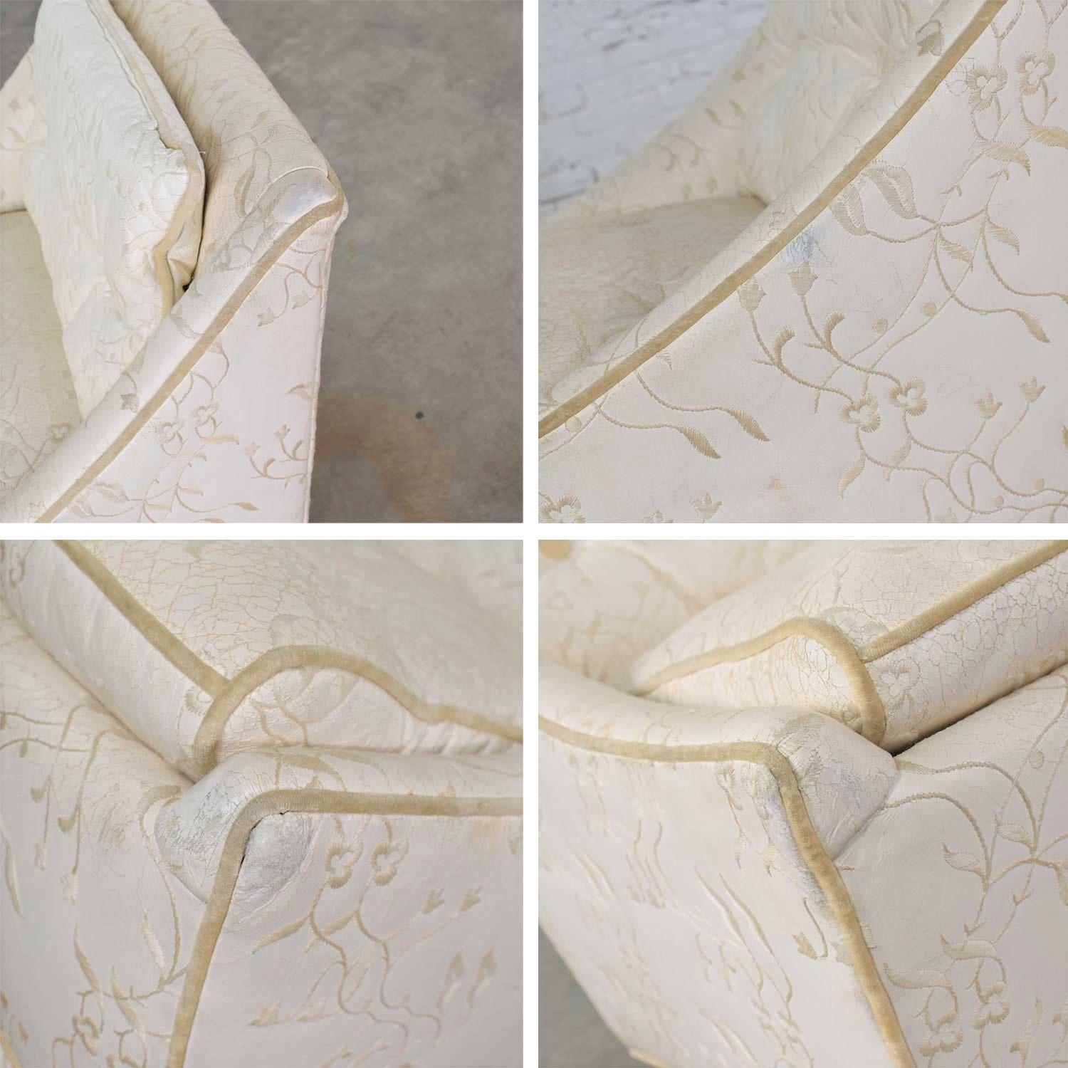 Petite chaise pivotante Art déco vintage blanche en cuir brodé par Oxford Ltd. en vente 6