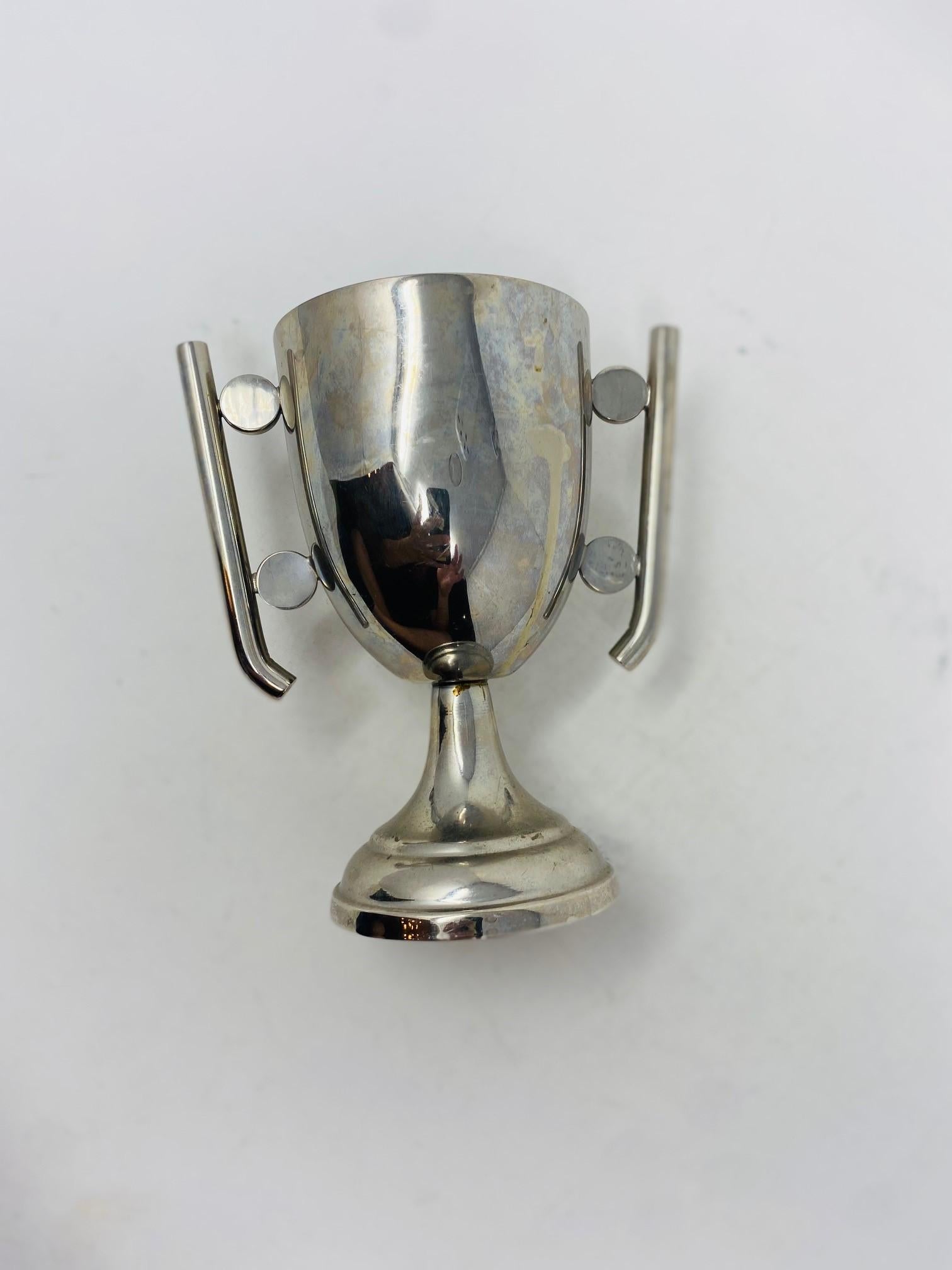Hand-Crafted Vintage Art Deco Pewter Trophy Cup 1930s For Sale