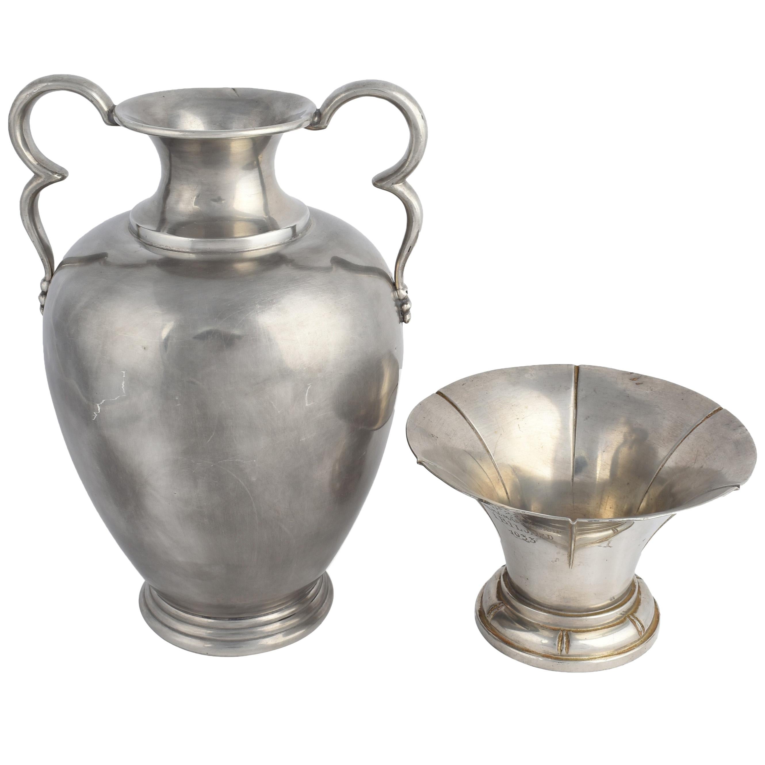 Vintage Art Deco Pewter Vase and Bowl by Svensk Tenn, 1933