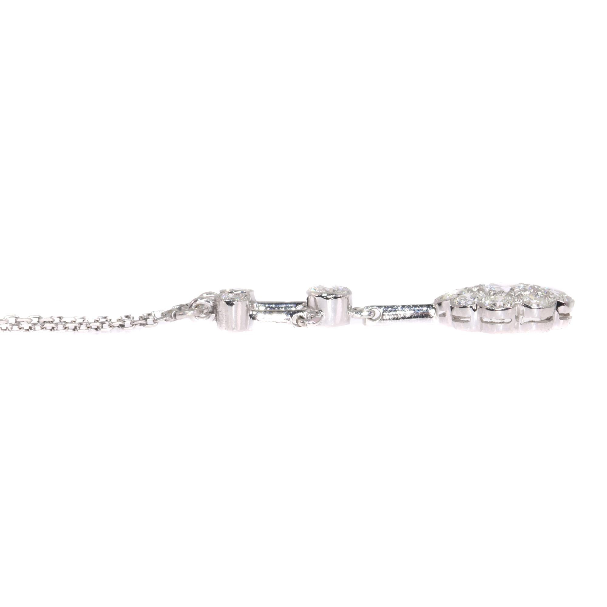 Vintage Art Deco Platinum 1.10 Carat Diamond Chandelier Necklace For Sale 2