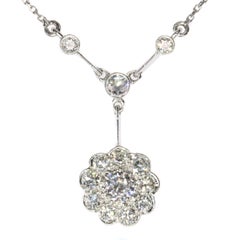 Vintage Art Deco Platinum 1.10 Carat Diamond Chandelier Necklace