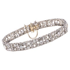 Pulsera Art Decó Vintage de Platino y Diamantes Line, aproximadamente 9,15 TCW