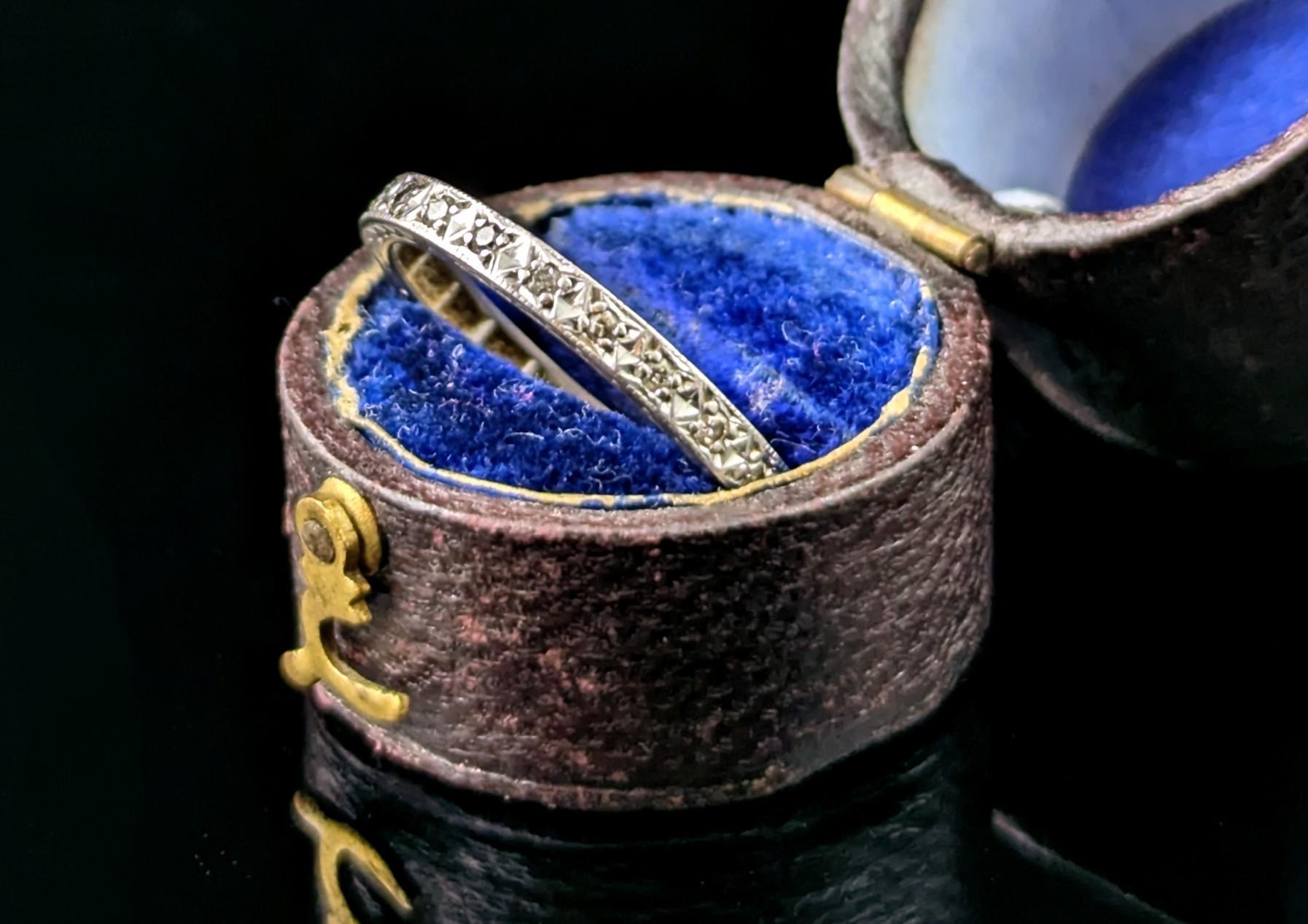 Single Cut Vintage Art Deco Platinum and Diamond eternity ring