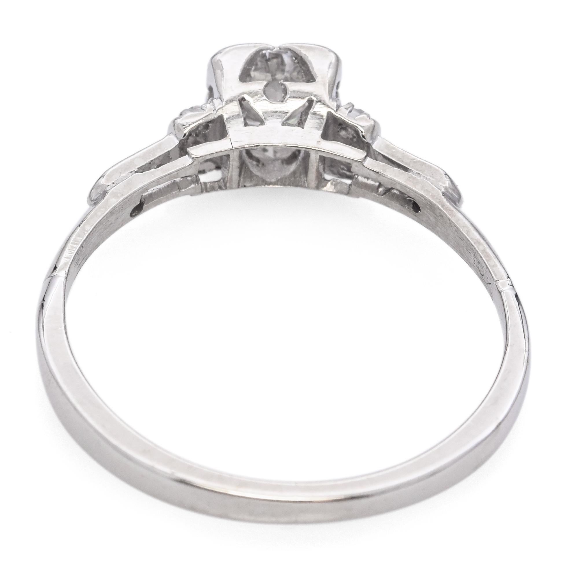 Women's or Men's Vintage Art Deco Platinum and White Gold .62ct Diamond Solitaire Engagement Ring For Sale