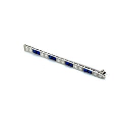Vintage Art Deco Platinum Diamond and Sapphire Spike/Nail Pendant/ Brooch