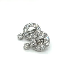 Orecchini a clip vintage in stile Art Déco con diamanti incastonati in un cerchio di platino