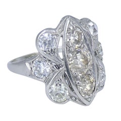 Vintage Art Deco Platinum Diamond Cluster Ring