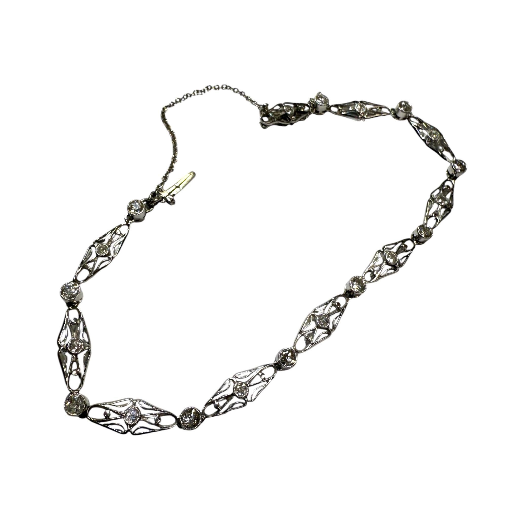 Vintage Art Deco Platin Diamant-Filigran-Armband Damen im Angebot