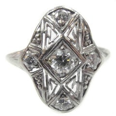 Vintage Art Deco Platinum Diamond Filigree Ring