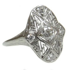 Vintage Art Deco Platinum Diamond Filigree Ring