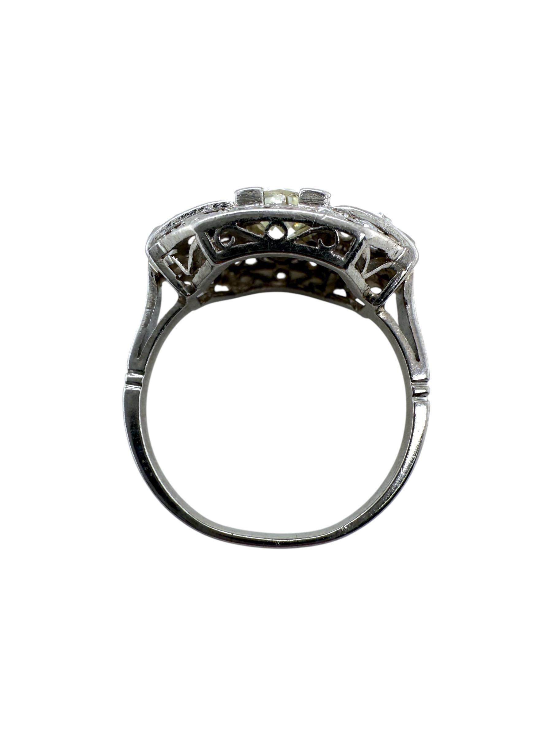 Anello vintage Art of Vintage in platino con diamante vecchio europeo e taglio a rosa in vendita 4
