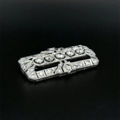 Vintage Art Deco Platinum Rectangular Diamond French Brooch Pin