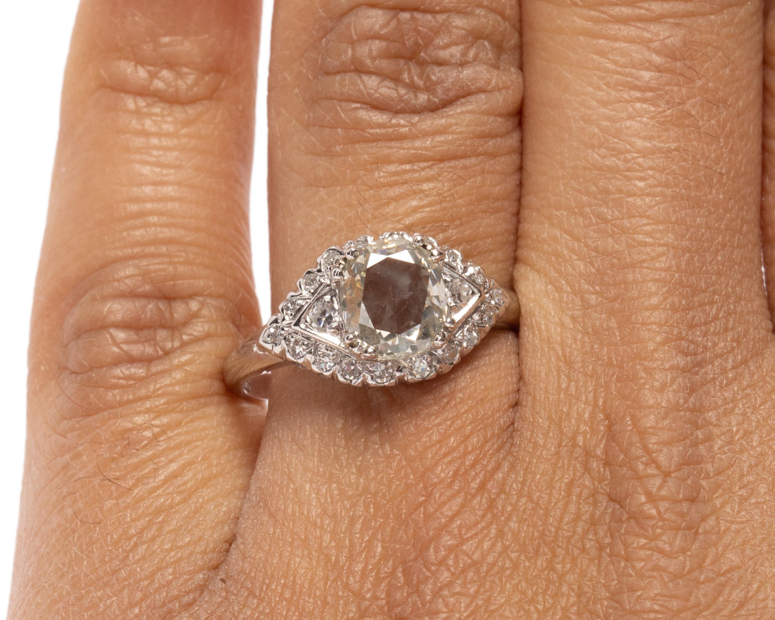 Vintage Art Deco Platinum Rose Cut Diamond Engagement Ring with Diamond Accents 1