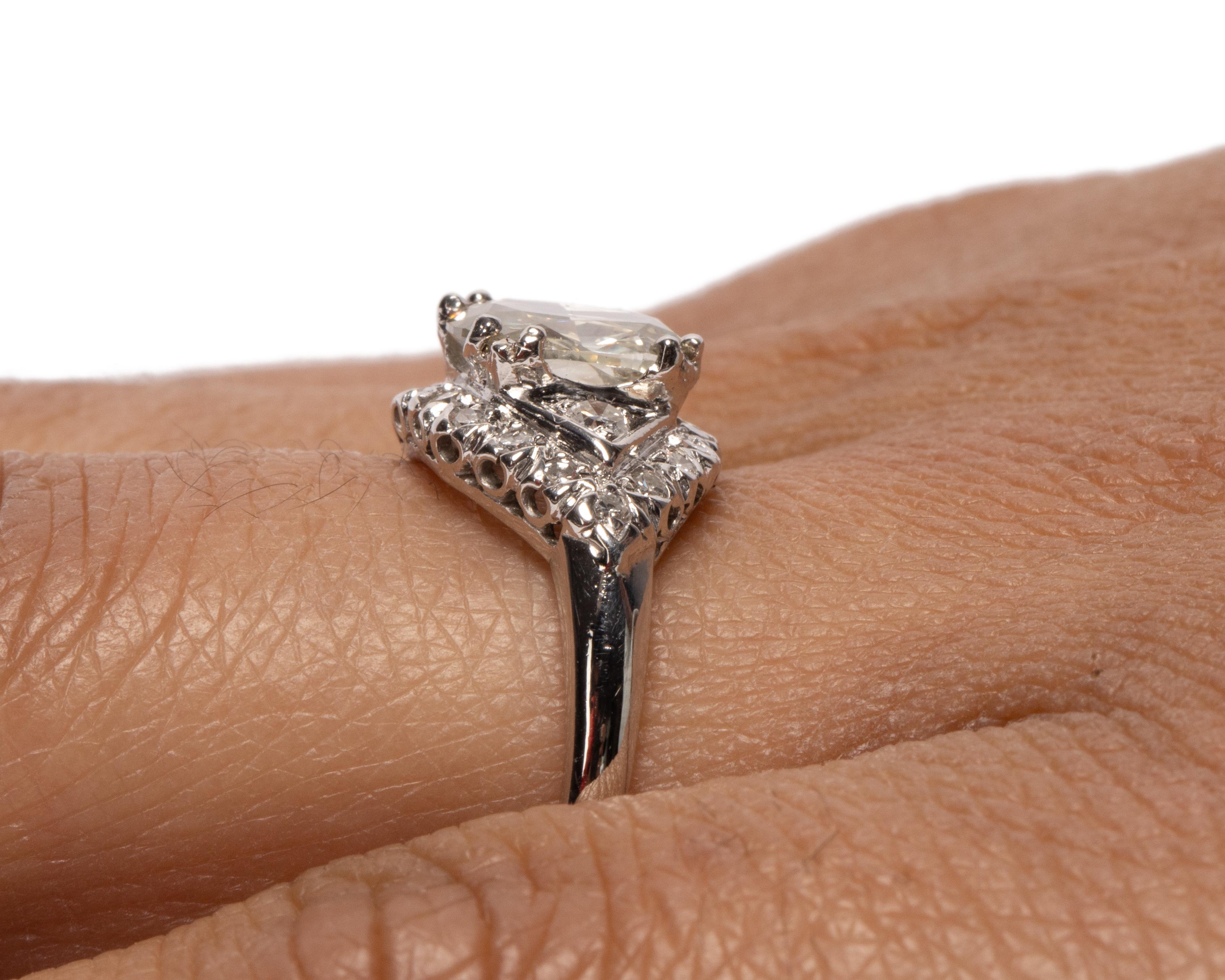 Vintage Art Deco Platinum Rose Cut Diamond Engagement Ring with Diamond Accents 3