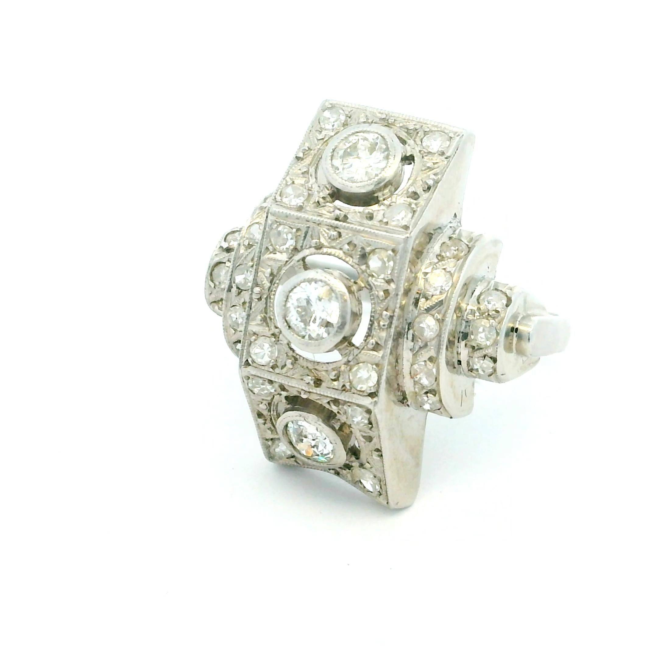 Vintage Art Deco Platin Diamantring mit Stufenschliff, Mitte des Jahrhunderts Modern im Angebot 7