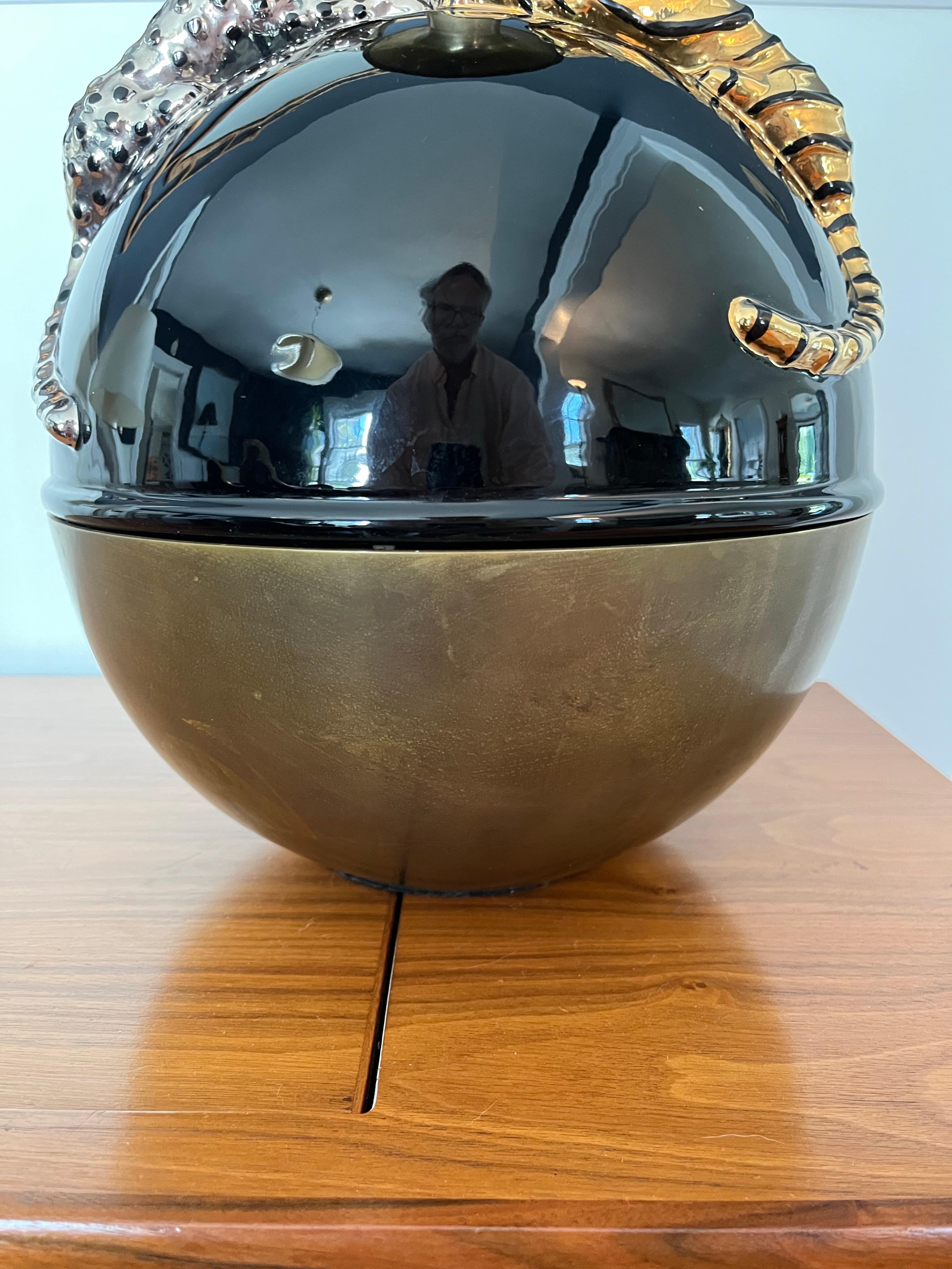 Vintage Art Deco Porcelain and Brass Chapman Lamp For Sale 10