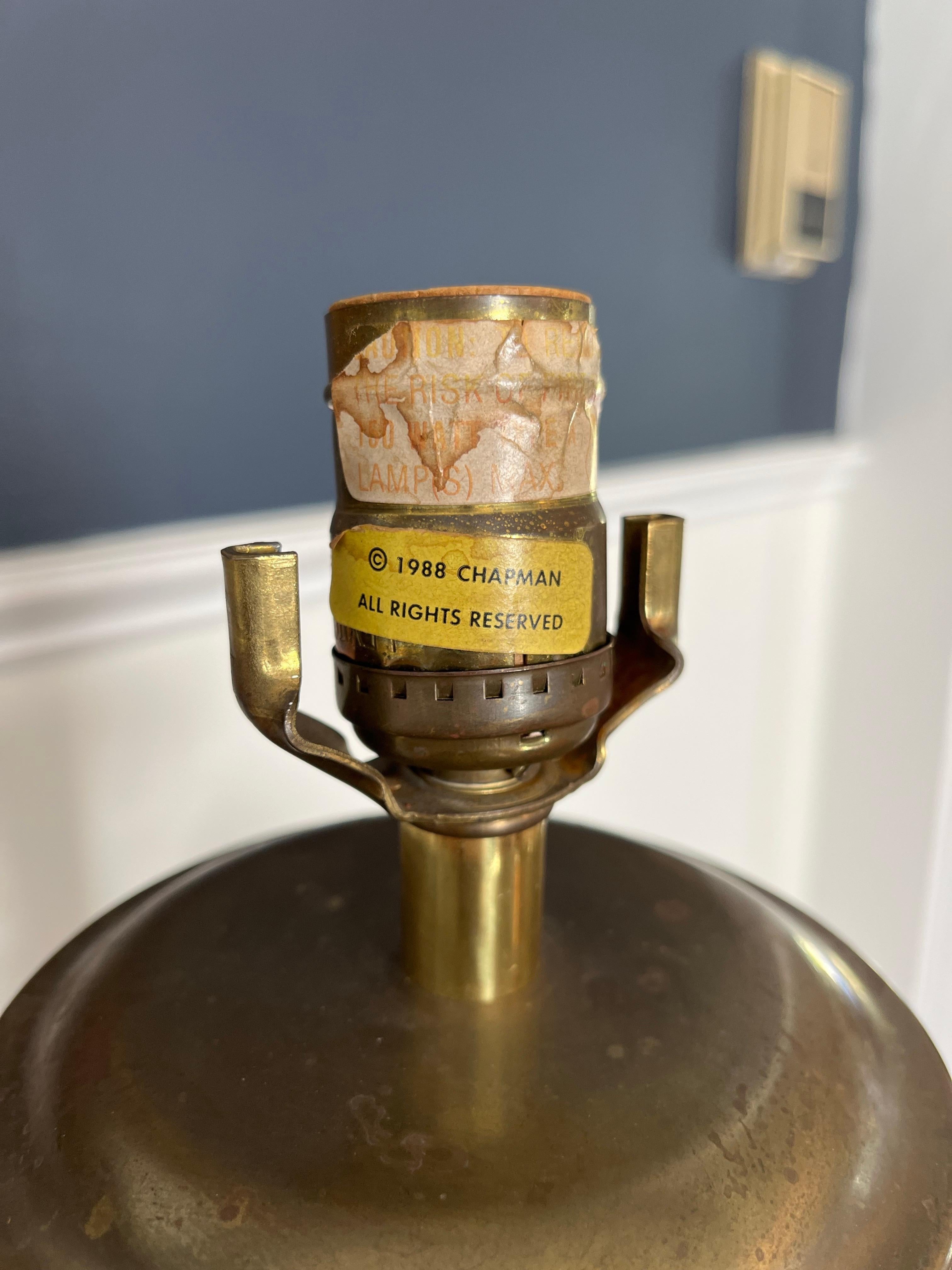 Vintage Art Deco Porcelain and Brass Chapman Lamp For Sale 12
