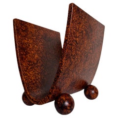 Portariviste d'epoca in stile post-moderno Art Deco con finitura in finta radica Wood Wood