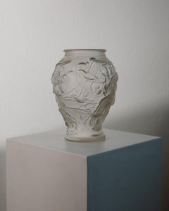 Jarrón vintage de cristal prensado de estilo Art Déco, de Josef Inwald, República Checa, década de 1930