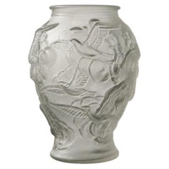 Jarrón vintage de cristal prensado de estilo Art Déco, de Josef Inwald, República Checa, década de 1930