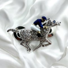 Vintage Art Deco Racehorse & Jockey Brooch