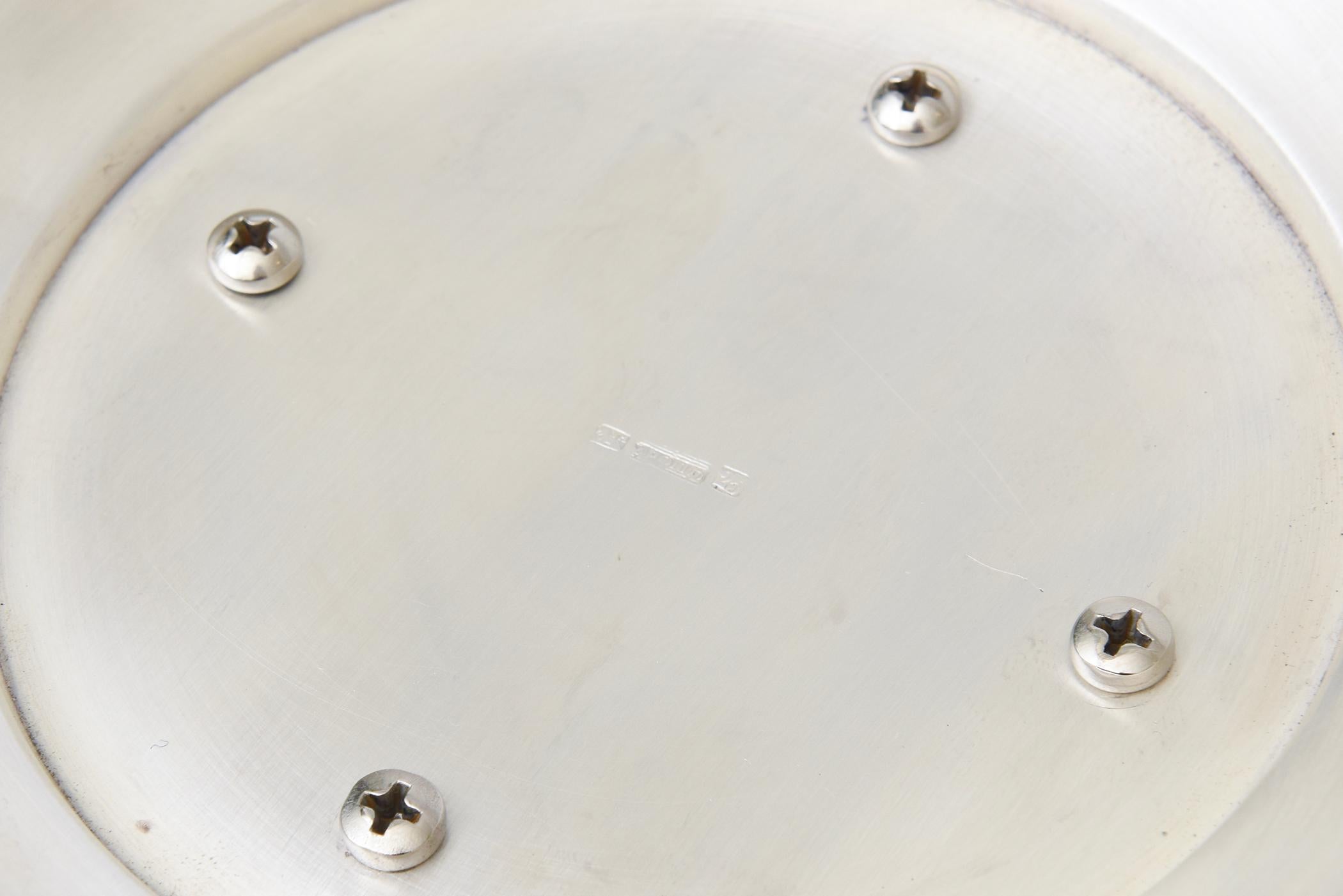 Vintage Art Deco Rare Hallmarked Apollo Silver-Plate Pedestal Bowl With Chevron For Sale 4