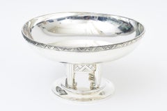 Vintage Art Deco Rare Hallmarked Apollo Silver-Plate Pedestal Schüssel mit Chevron