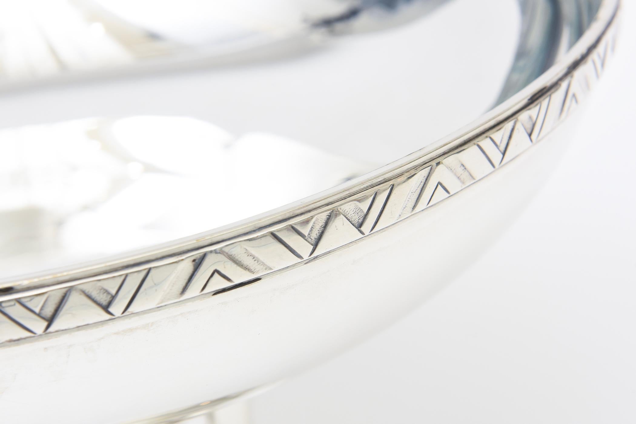 Vintage Art Deco Rare Hallmarked Apollo Silver-Plate Pedestal Bowl With Chevron For Sale 2